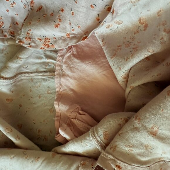 Audrey 3+1 Dress Pink Floral Midi Puff‎ Sleeve Tie Boho Rayon Lined - Picture 12 of 15